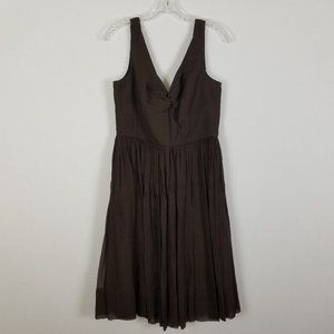 J Crew Brown Twist Silk Chiffon Twist tank‎ dress 8